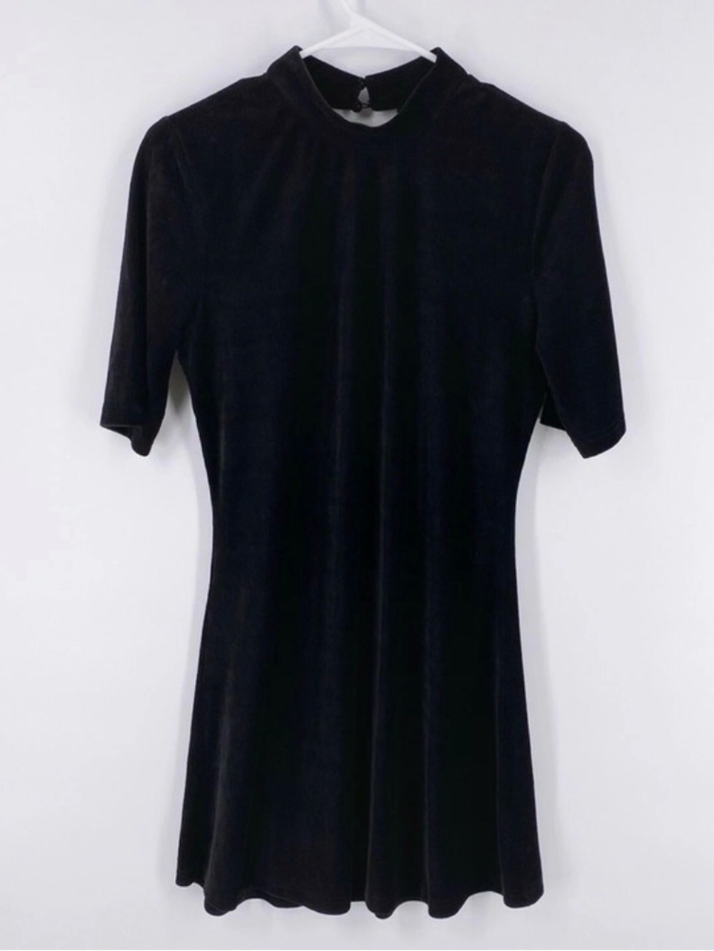 Cotton Candy Black Velvet Mock Neck Mini Dress